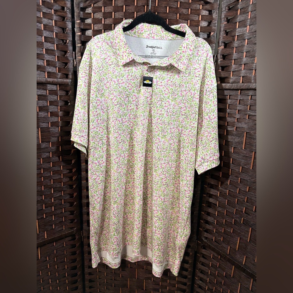 RSVLTS Breakfast Balls “We Talkin’ About Cactus” Polo Shirt XL Floral Golf